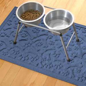 Dog Bowl Mat Paws and Bones Design