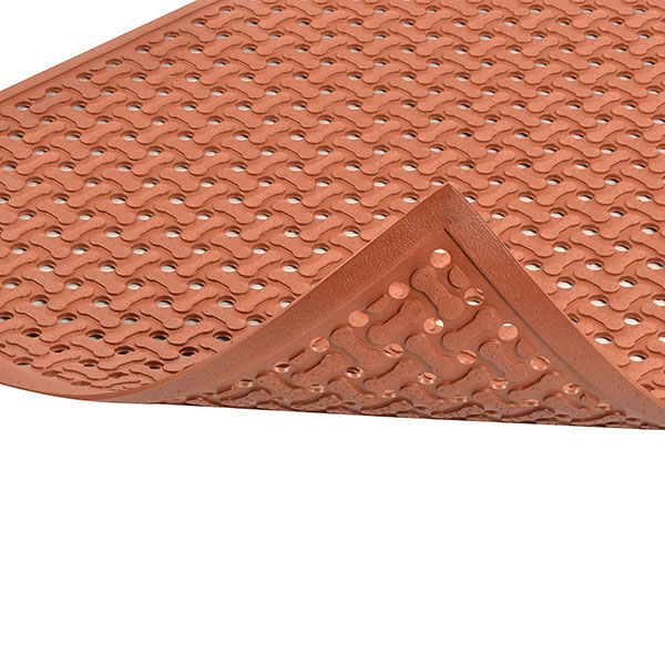 Choice 3' x 5' Red Rubber Grease-Resistant Anti-Fatigue Floor Mat with  Beveled Edge - 1/2 Thick