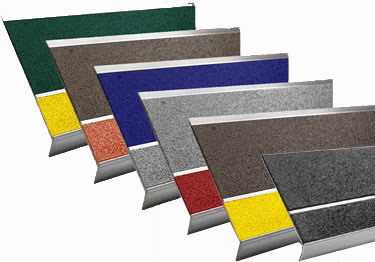 Roppe Metal Stair Treads with Colored Safety Strips