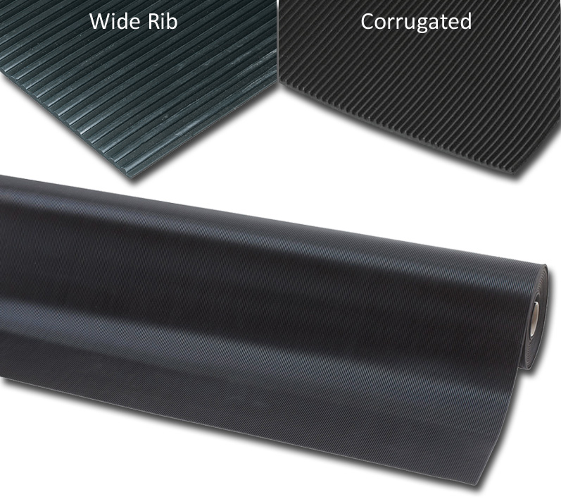 Tuff-Trac Corrugated Rubber Runner Mat - 1/8 x 48 x 10' - Durable Rubber  Floor Mat, Corrugated Top, Anti-Slip Floor Covering, Rubber Mat for Homes