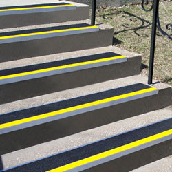 Roppe Metal Stair Treads with Colored Safety Strips